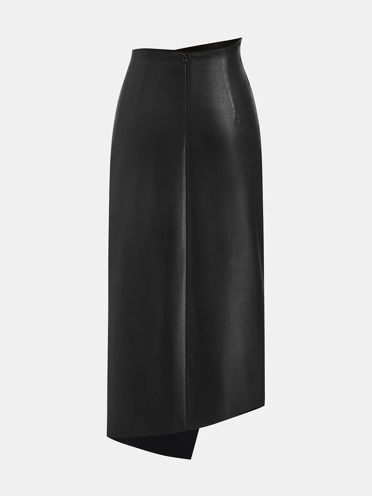 Faux Leather Ring Accent Asymmetric Skirt sold by COMMENSE product image thumbnail 2