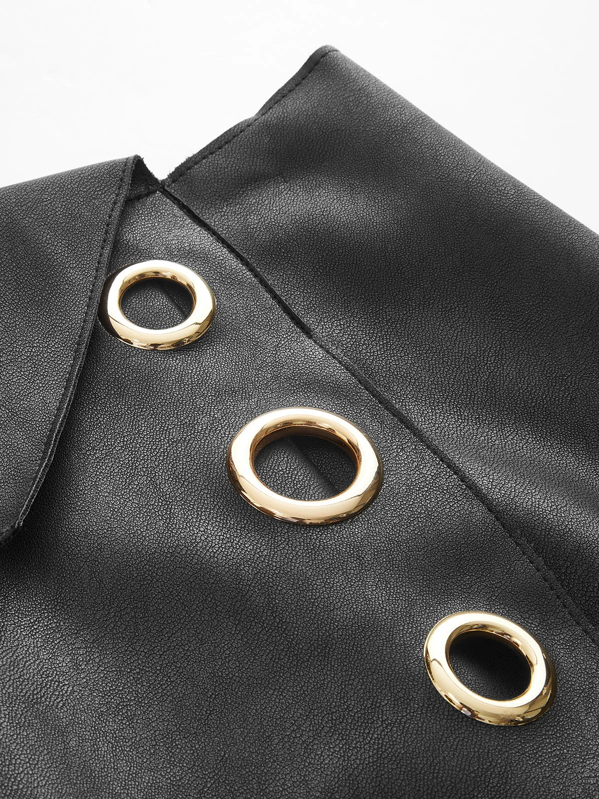 Faux Leather Ring Accent Asymmetric Skirt sold by COMMENSE product image thumbnail 3