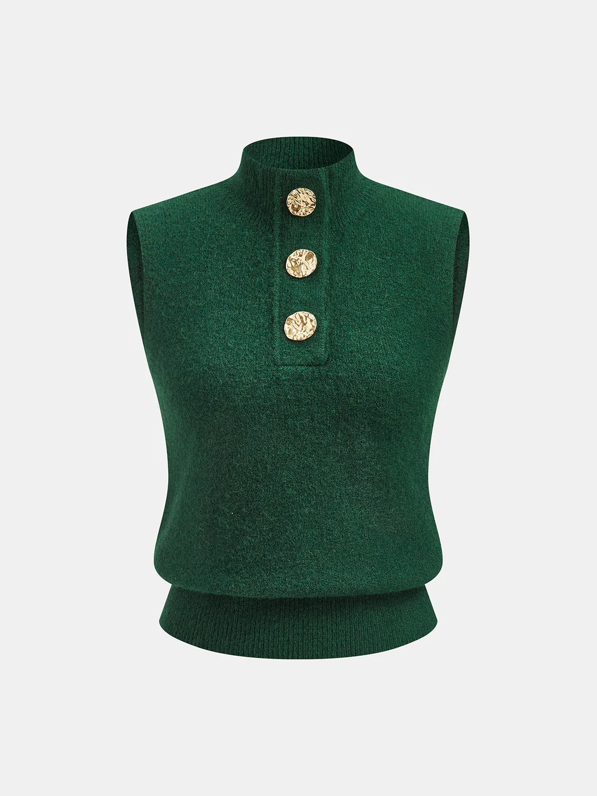 Metal Detail Mock Neck Wool Blend Vest sold by COMMENSE