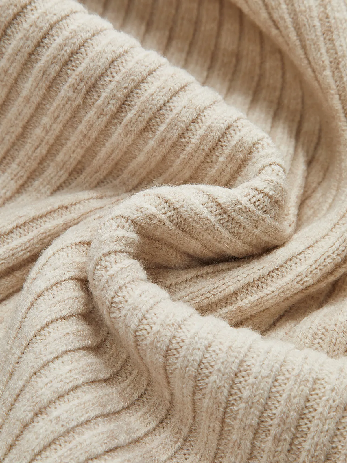 Asymmetric Neck Ribbed Knit Sweater sold by COMMENSE product image thumbnail 4