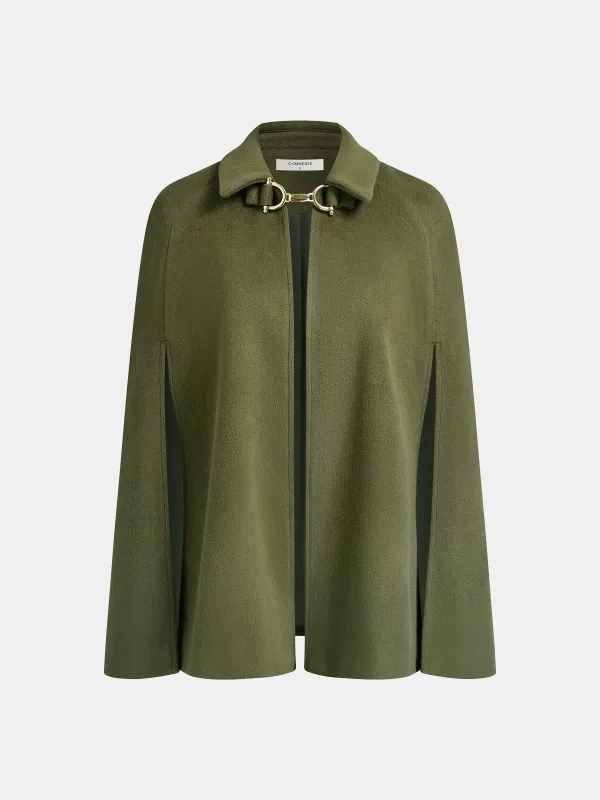 Collared Metal Accent Tweed Cloak sold by COMMENSE