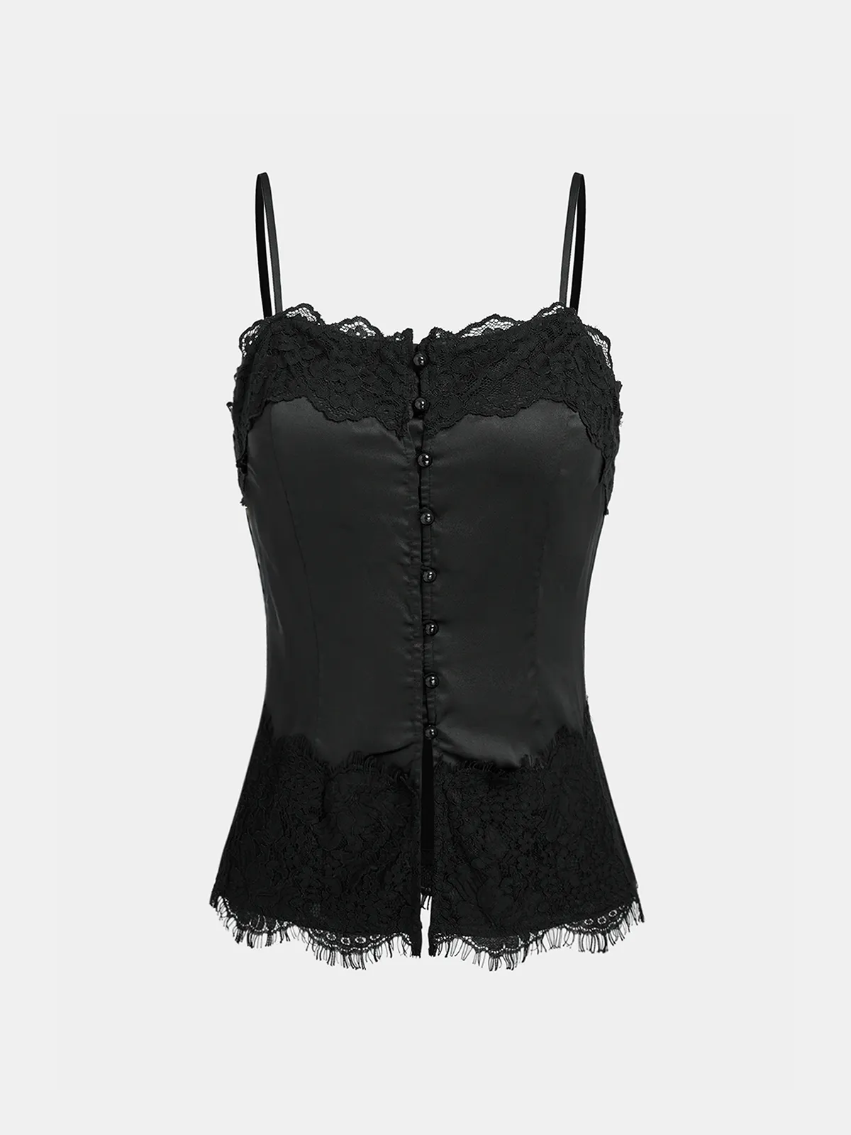 Lace-Trim Satin Cami Top sold by COMMENSE