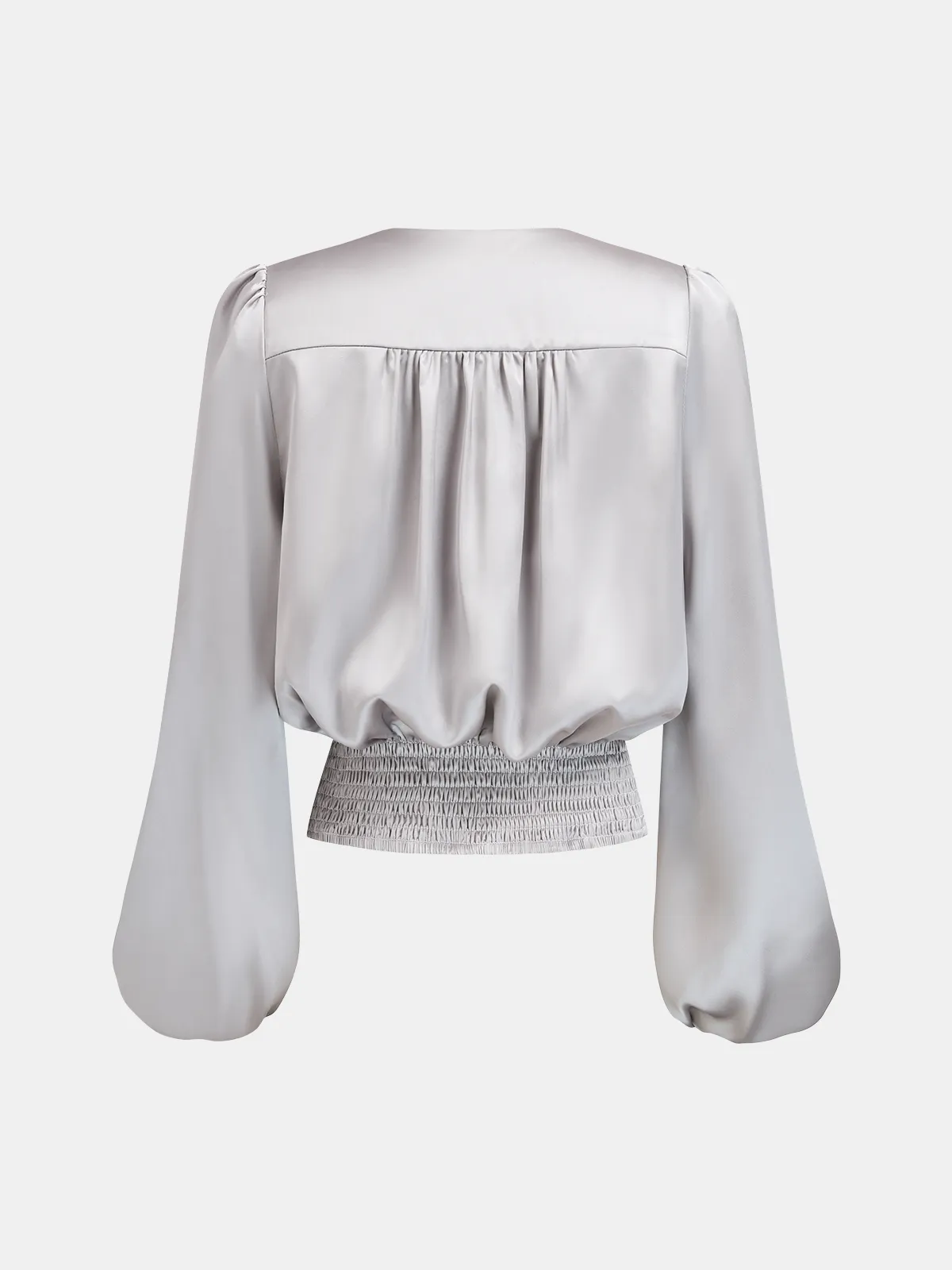 Twist-Front V-Neck Satin Blouse sold by COMMENSE product image thumbnail 2