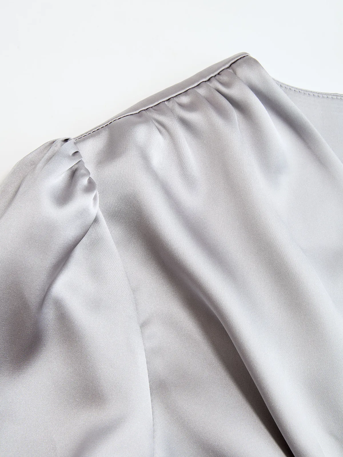 Twist-Front V-Neck Satin Blouse sold by COMMENSE product image thumbnail 3