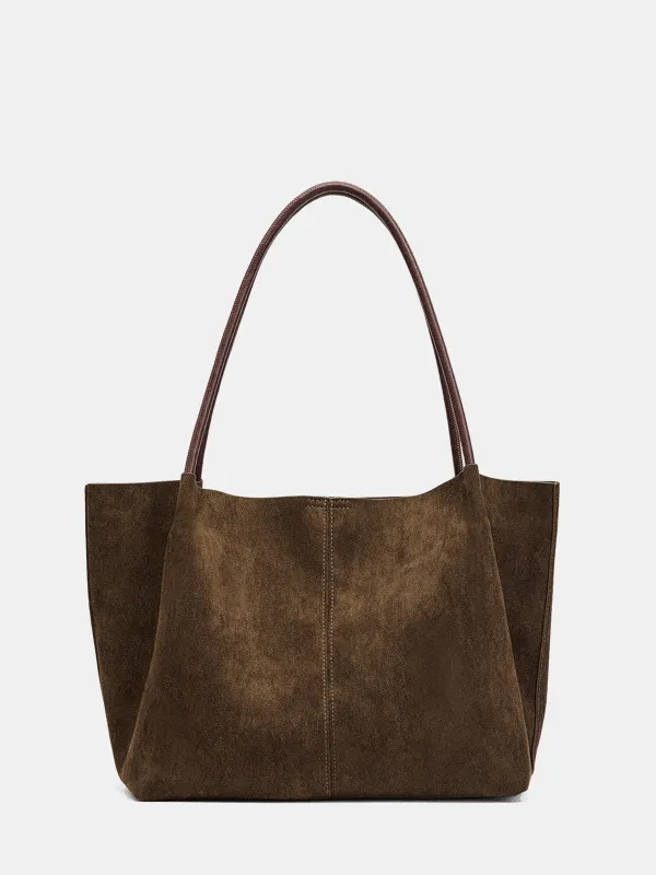 Suede Effect Large-Capacity Tote Bag sold by COMMENSE