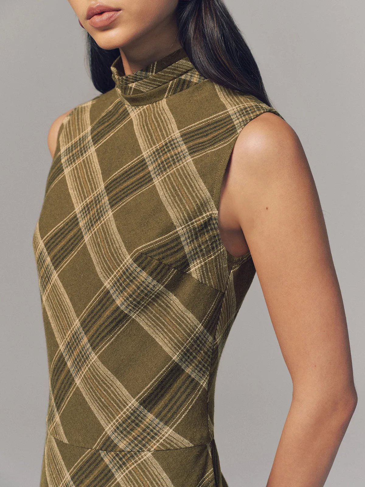 Plaid Fringe Sleeveless Cotton Maxi Dress sold by COMMENSE product image thumbnail 2