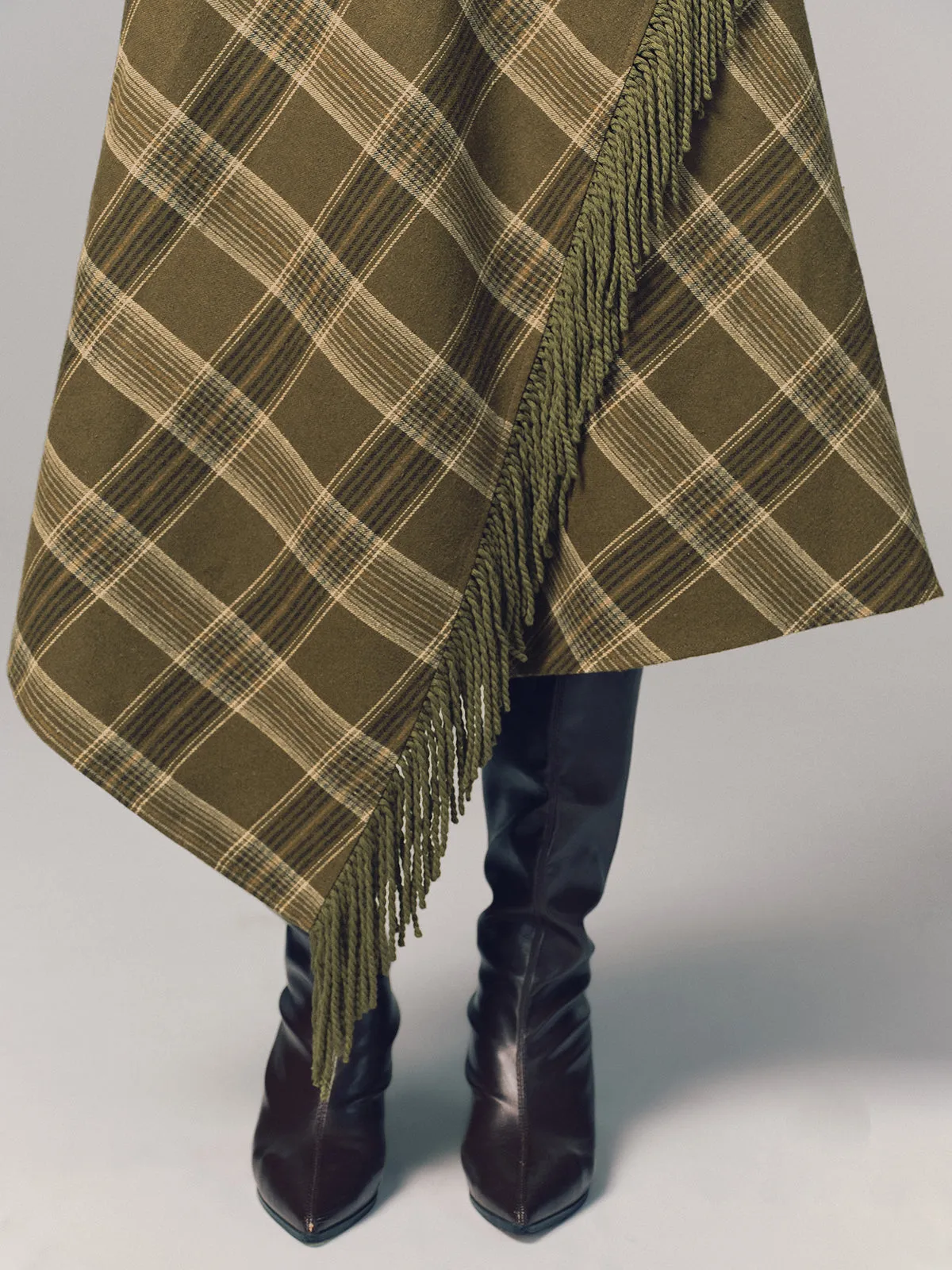 Plaid Fringe Sleeveless Cotton Maxi Dress sold by COMMENSE product image thumbnail 4