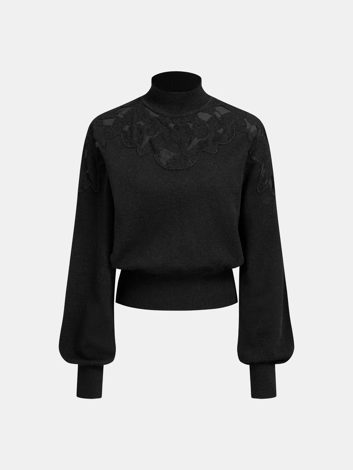 Mock Neck Lace Panel Sweater sold by COMMENSE product image thumbnail 2