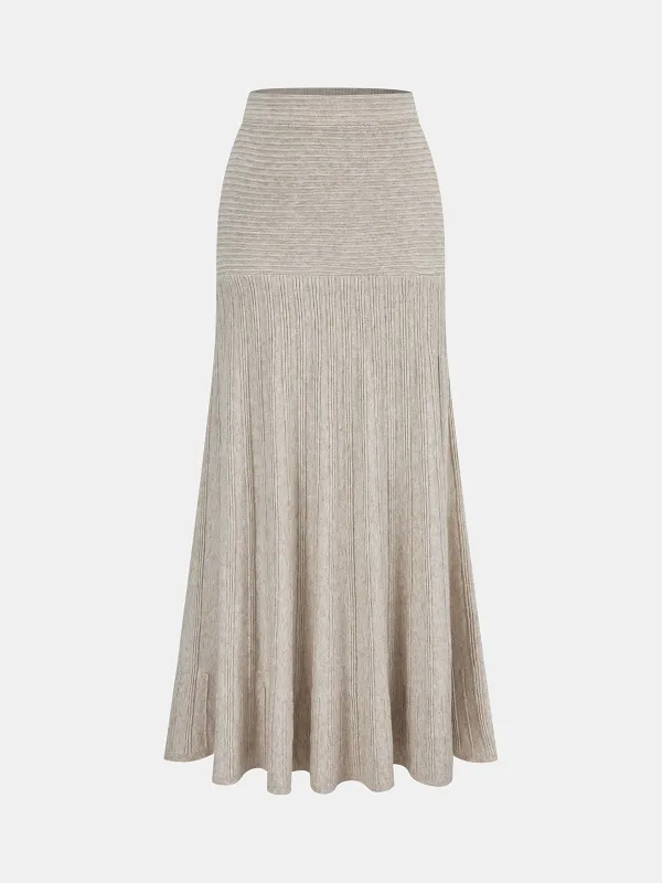 Textured Knit A-Line Midi Skirt sold by COMMENSE