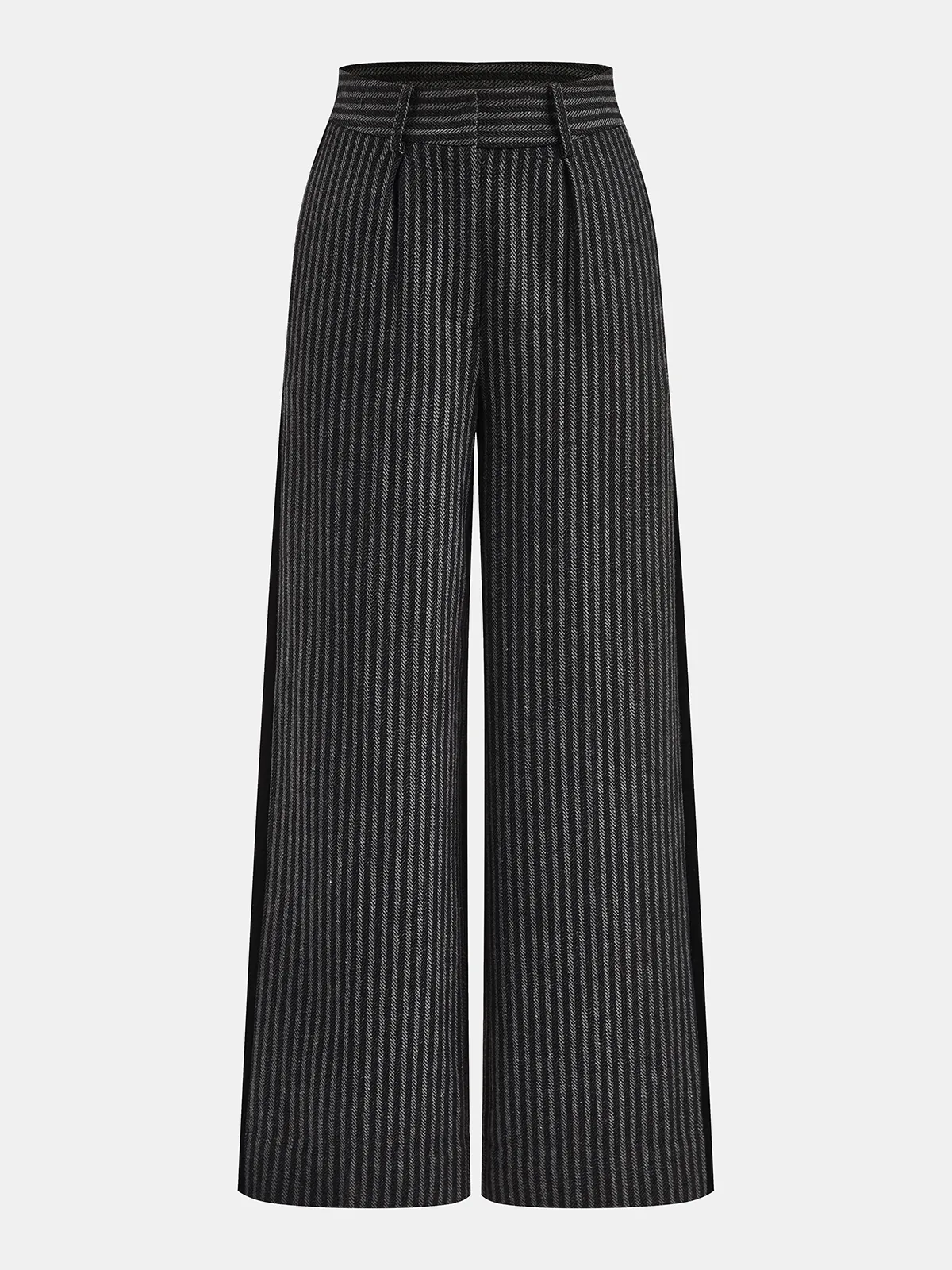 Mid-Waist Pinstripe Wide-Leg Pants sold by COMMENSE product image thumbnail 2