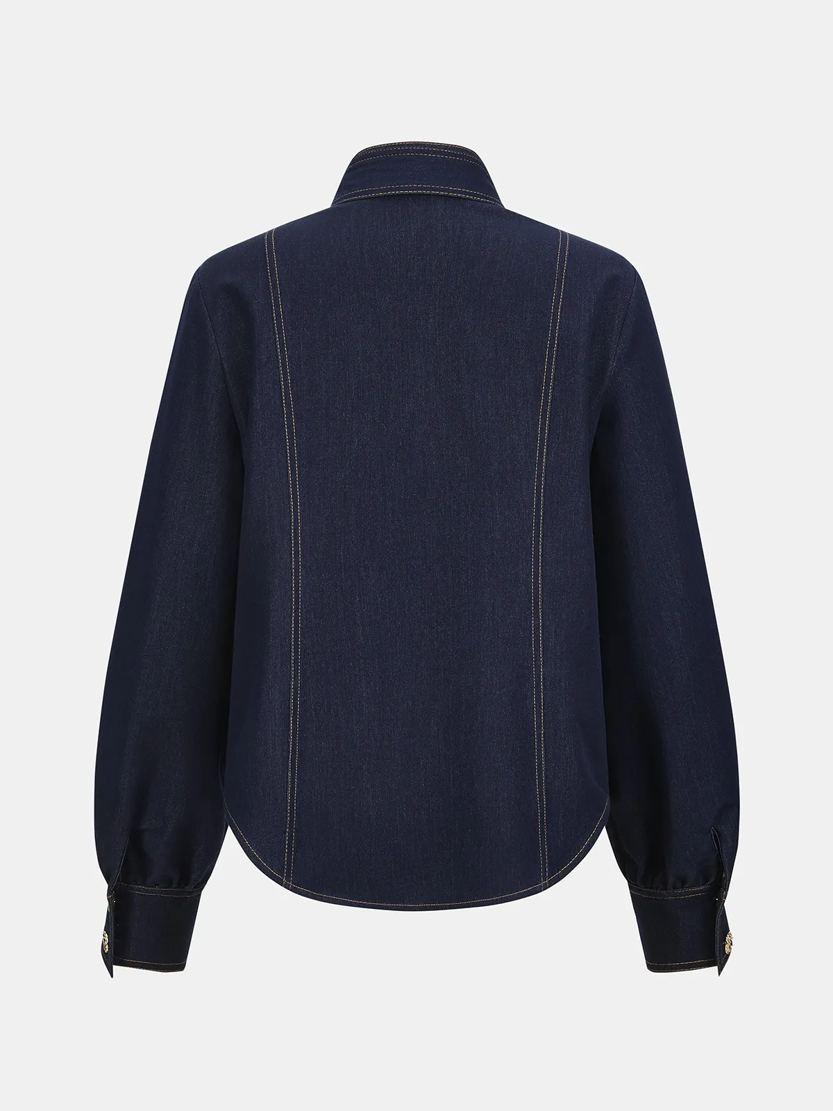 Bow Neck Denim Shirt sold by COMMENSE product image thumbnail 2