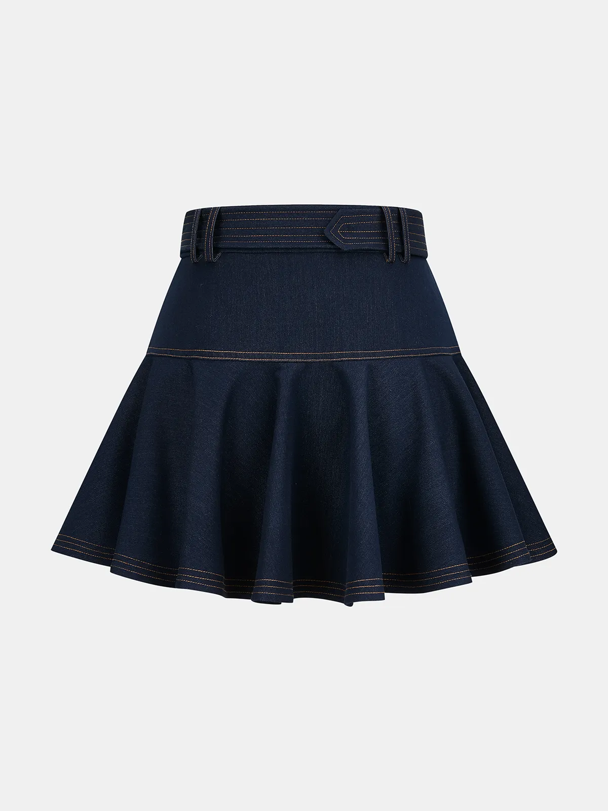Denim Belted A-Line Mini Skirt sold by COMMENSE product image thumbnail 2
