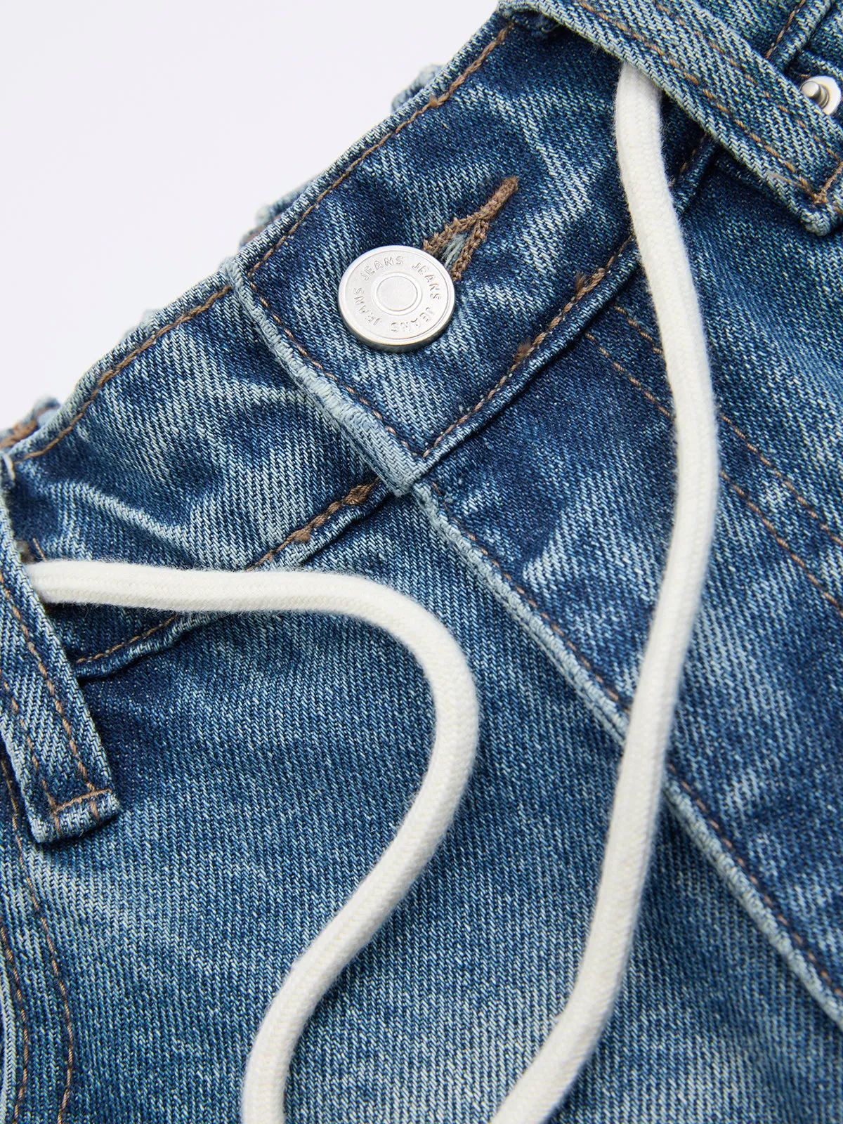 Drawstring Straight-Leg Denim Pants sold by COMMENSE product image thumbnail 4