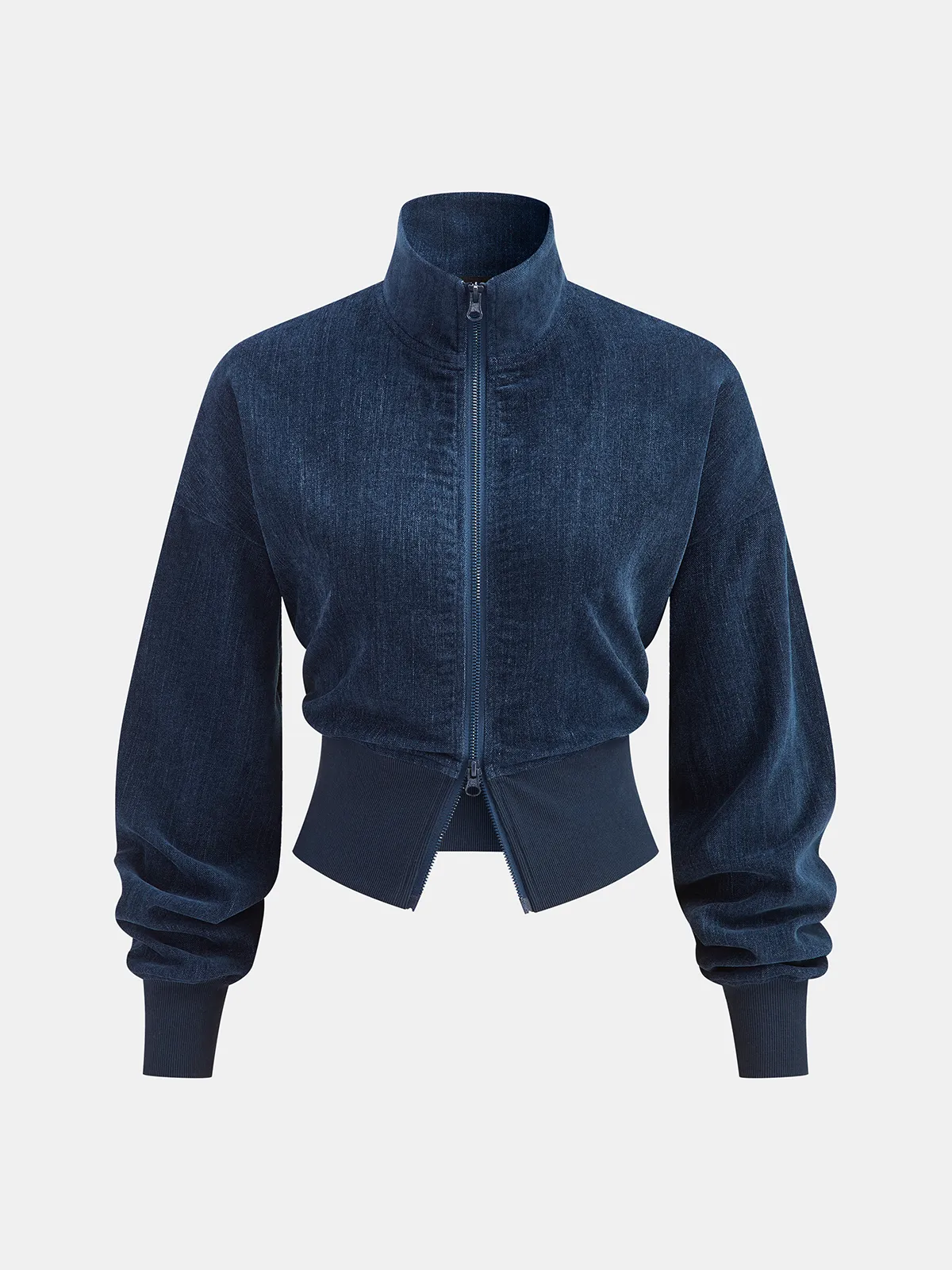 Velvet Zip-Up Jacket & Wide-Leg Pants Set sold by COMMENSE product image thumbnail 2