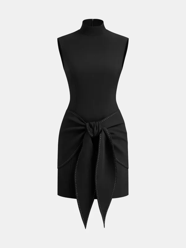 Sleeveless Knot-Waist Mini Dress sold by COMMENSE
