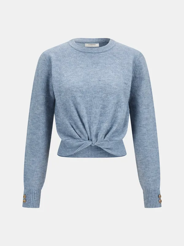 Wool-Blend Knot-Front Sweater sold by COMMENSE