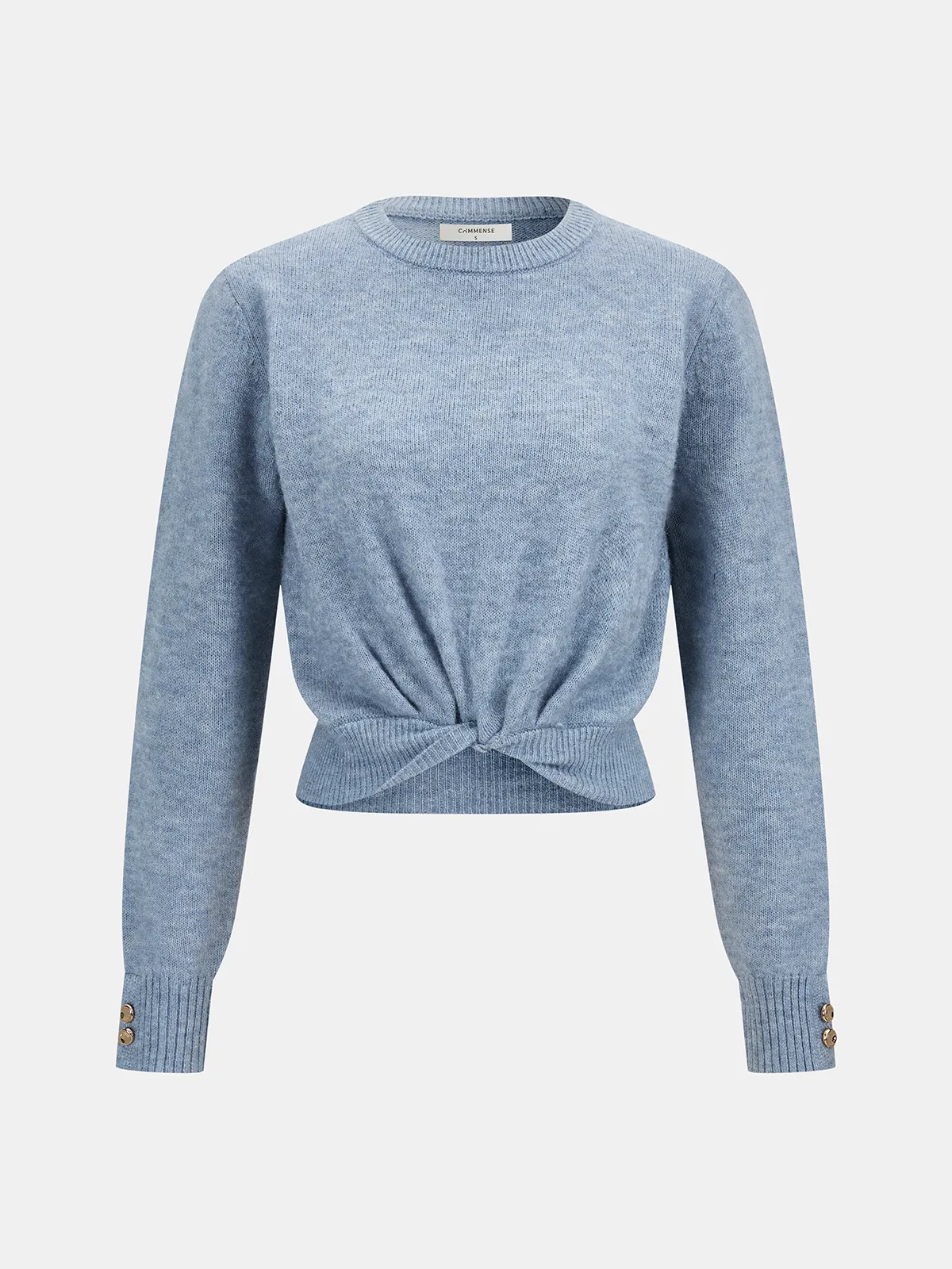 Wool-Blend Knot-Front Sweater sold by COMMENSE