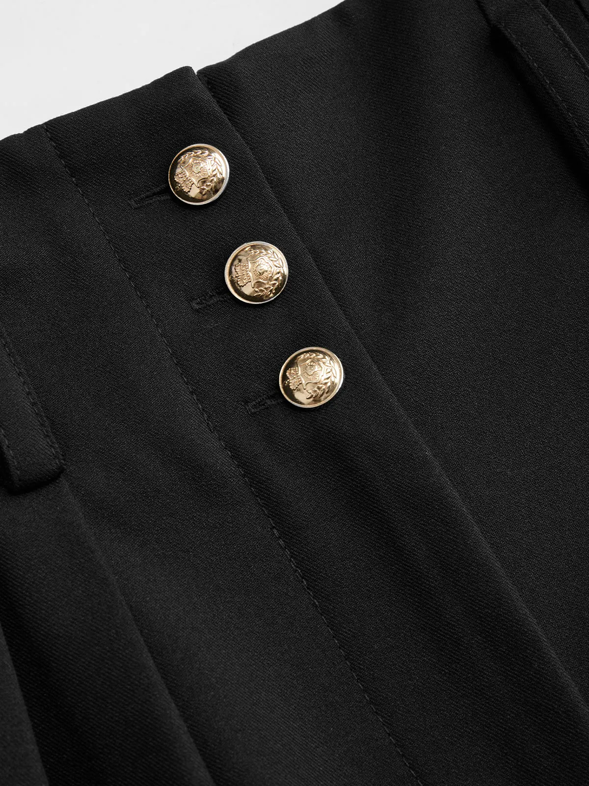 High-Waisted Pleated Metal Button Harem Pants sold by COMMENSE product image thumbnail 4