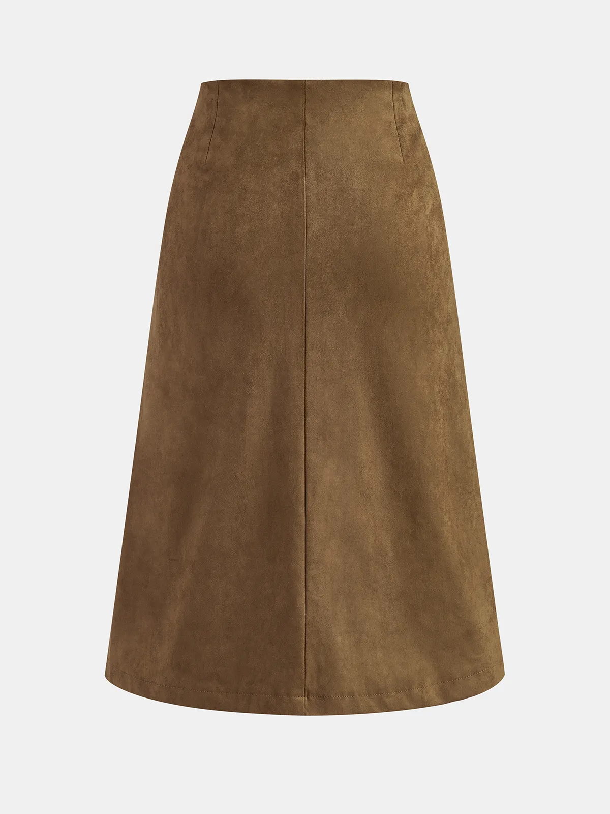 Suede Effect Pleated Button Detail Midi Skirt sold by COMMENSE product image thumbnail 2
