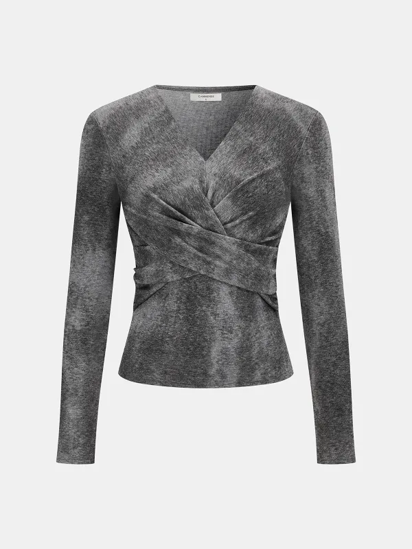 Cross-Front Long-Sleeve Top sold by COMMENSE