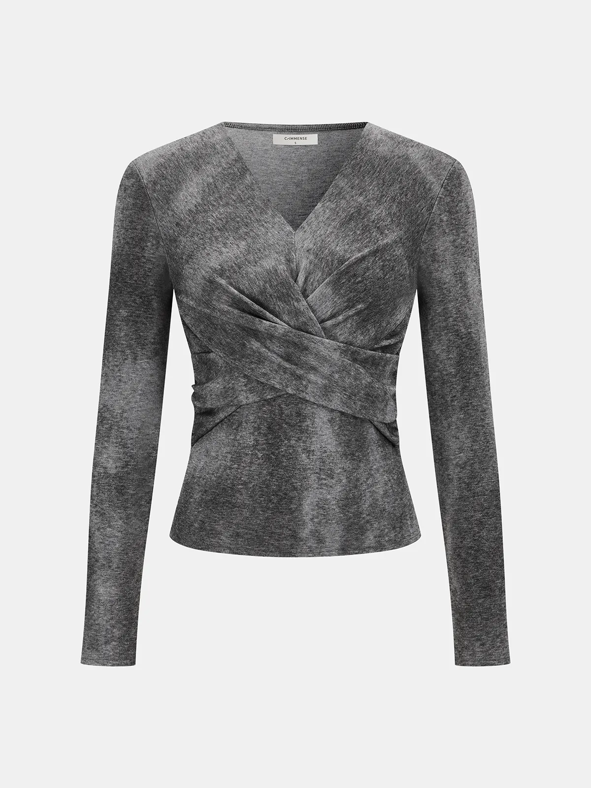 Cross-Front Long-Sleeve Top sold by COMMENSE