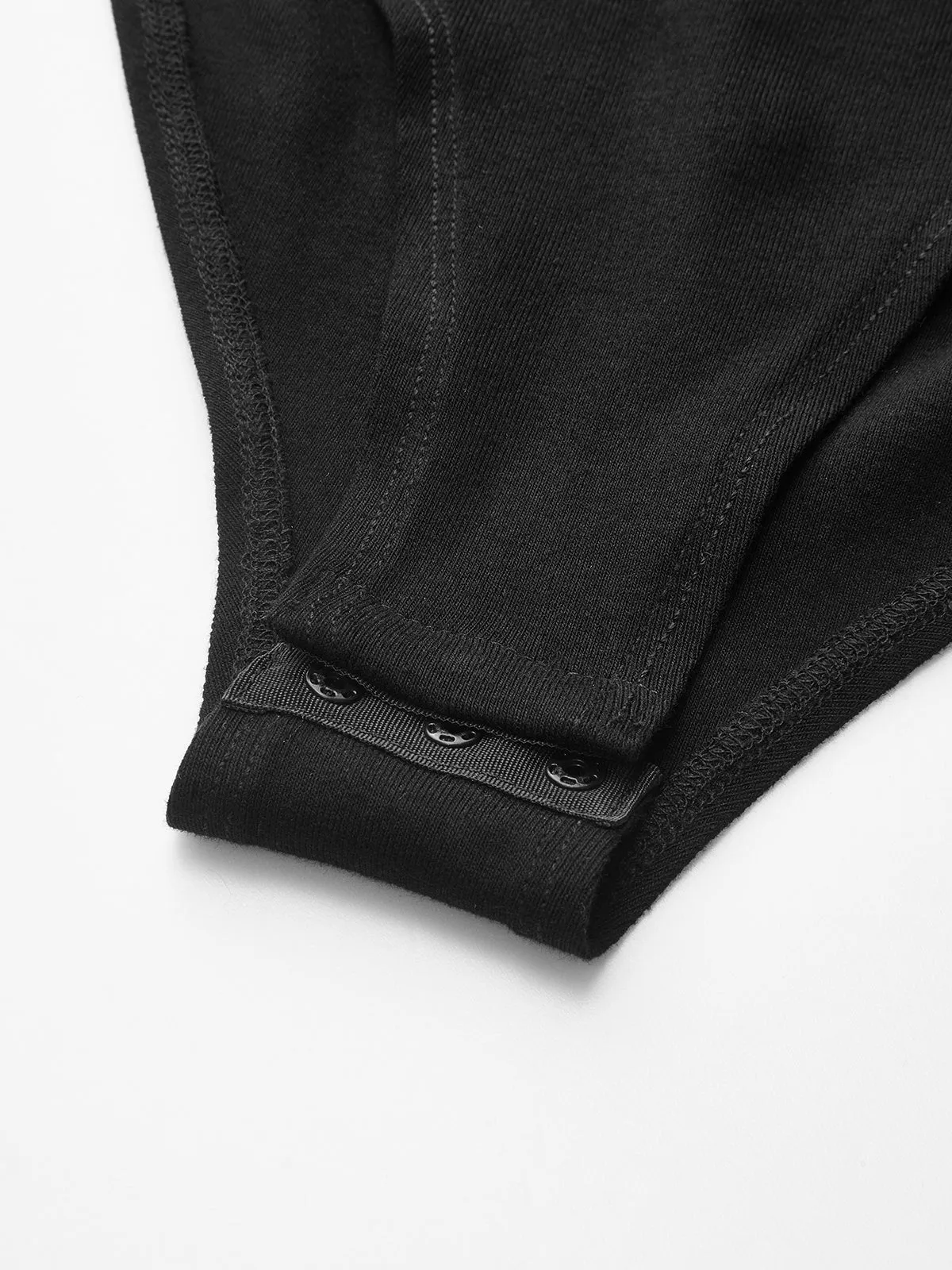 Faux Leather Corset Waist Long-Sleeve Bodysuit sold by COMMENSE product image thumbnail 5