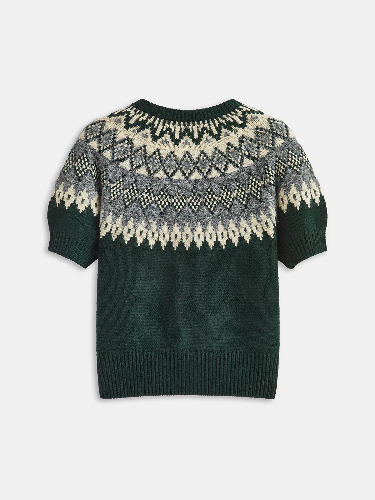 Cashmere-Blend Fair Isle Short-Sleeve Cardigan sold by COMMENSE product image thumbnail 2