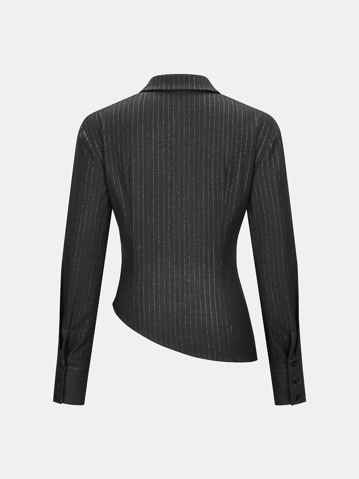 Asymmetric Ruched Pinstripe Shirt sold by COMMENSE product image thumbnail 2