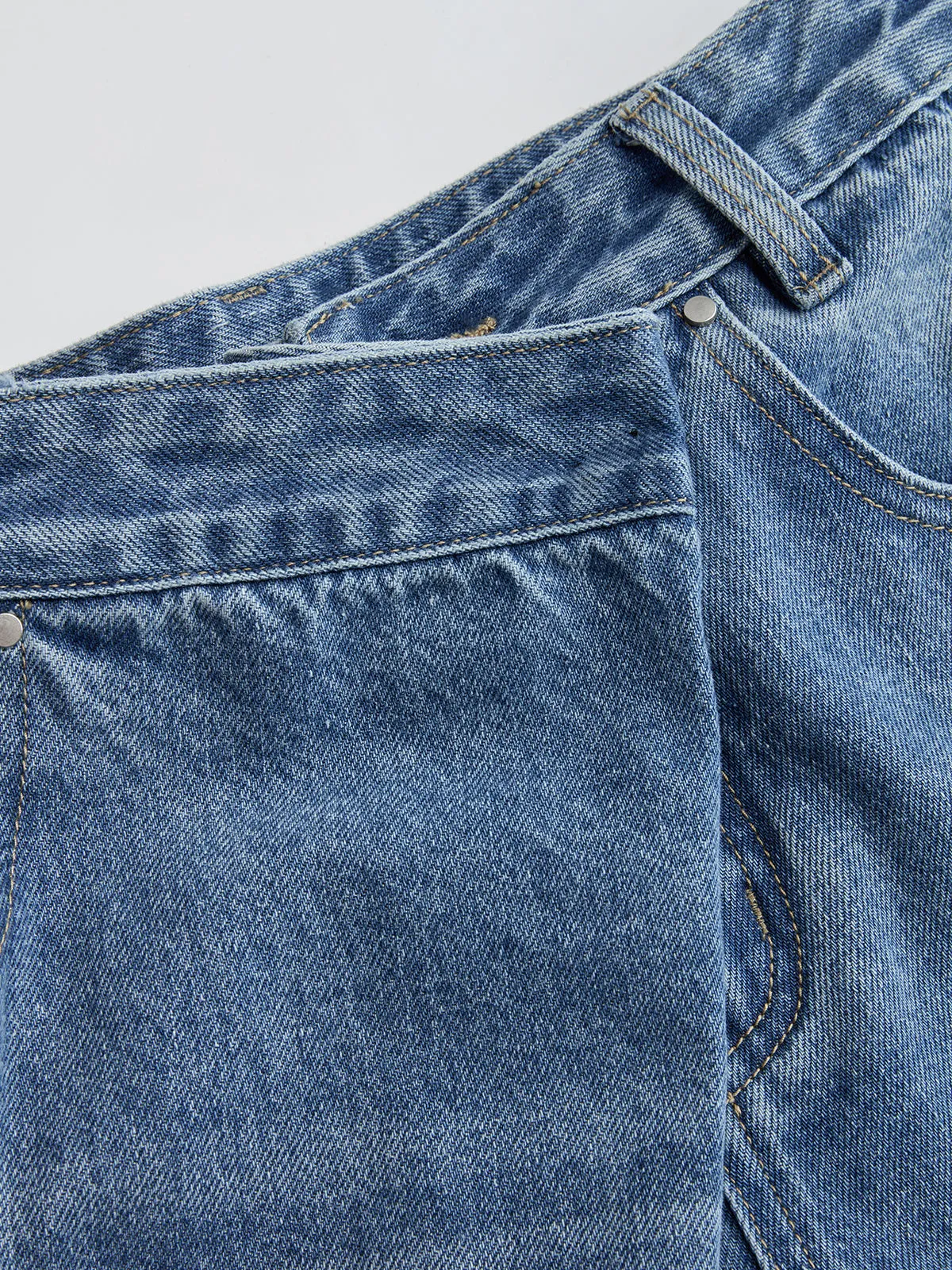 Asymmetric Mid-Waist Wide-Leg Jeans sold by COMMENSE product image thumbnail 5