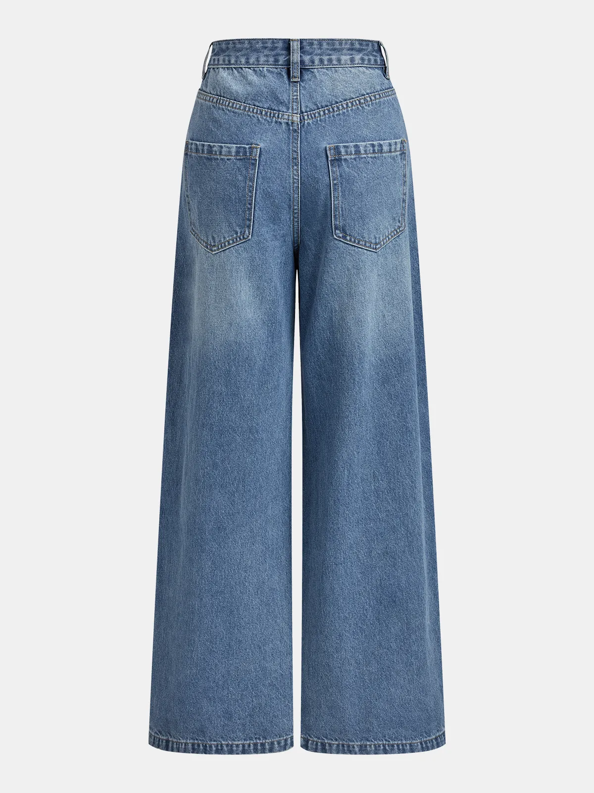 Asymmetric Mid-Waist Wide-Leg Jeans sold by COMMENSE product image thumbnail 2