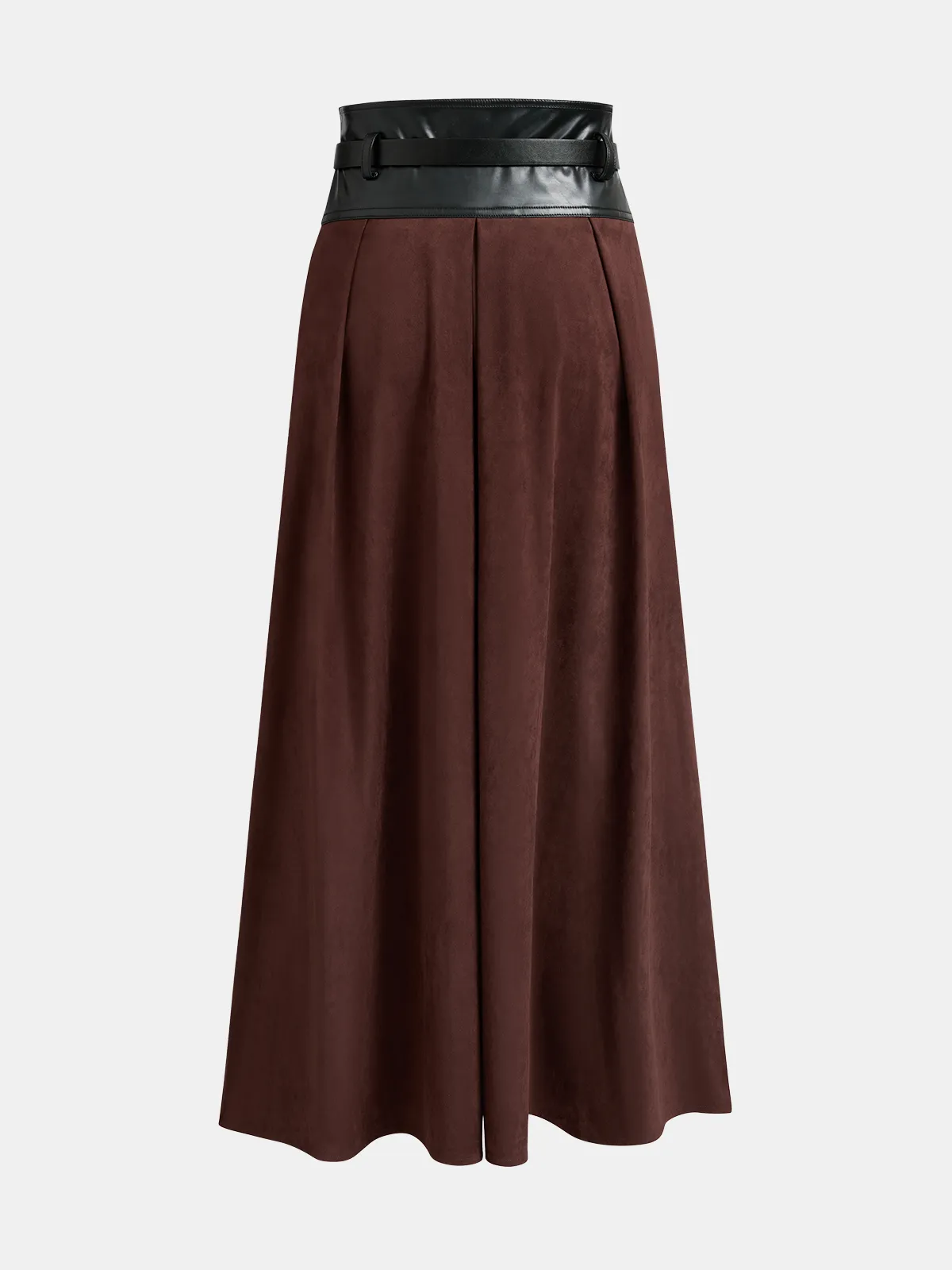 Belted Faux Leather Panel Suede Effect Maxi Skirt sold by COMMENSE product image thumbnail 2