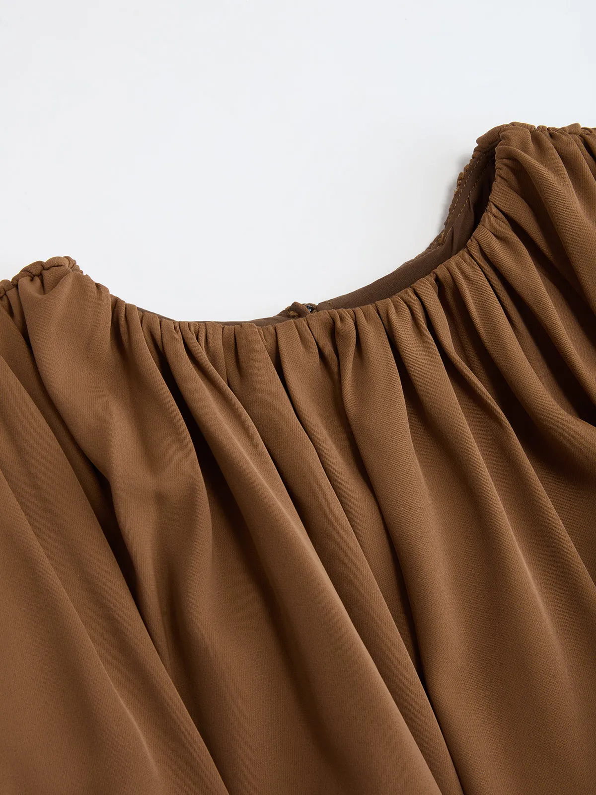 Loose Ruched Puff-Sleeve Cropped Blouse sold by COMMENSE product image thumbnail 5