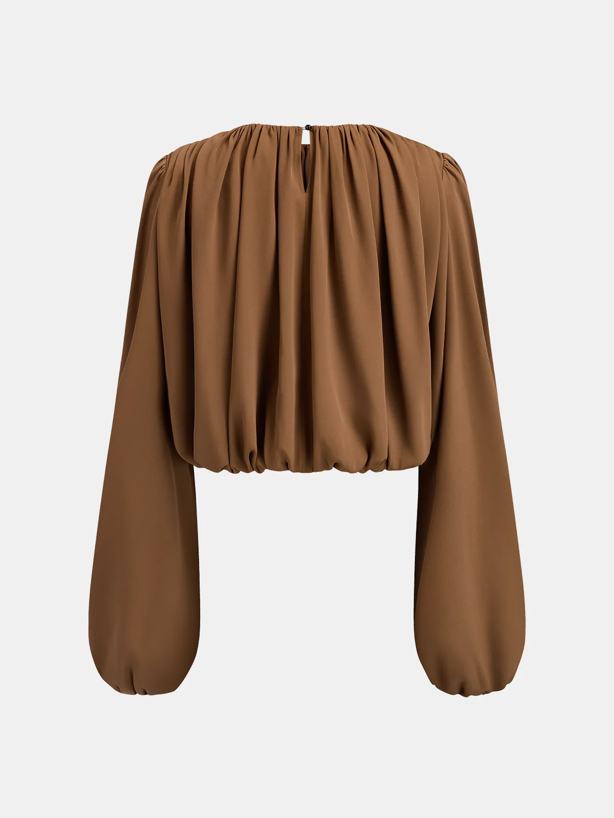 Loose Ruched Puff-Sleeve Cropped Blouse sold by COMMENSE product image thumbnail 2