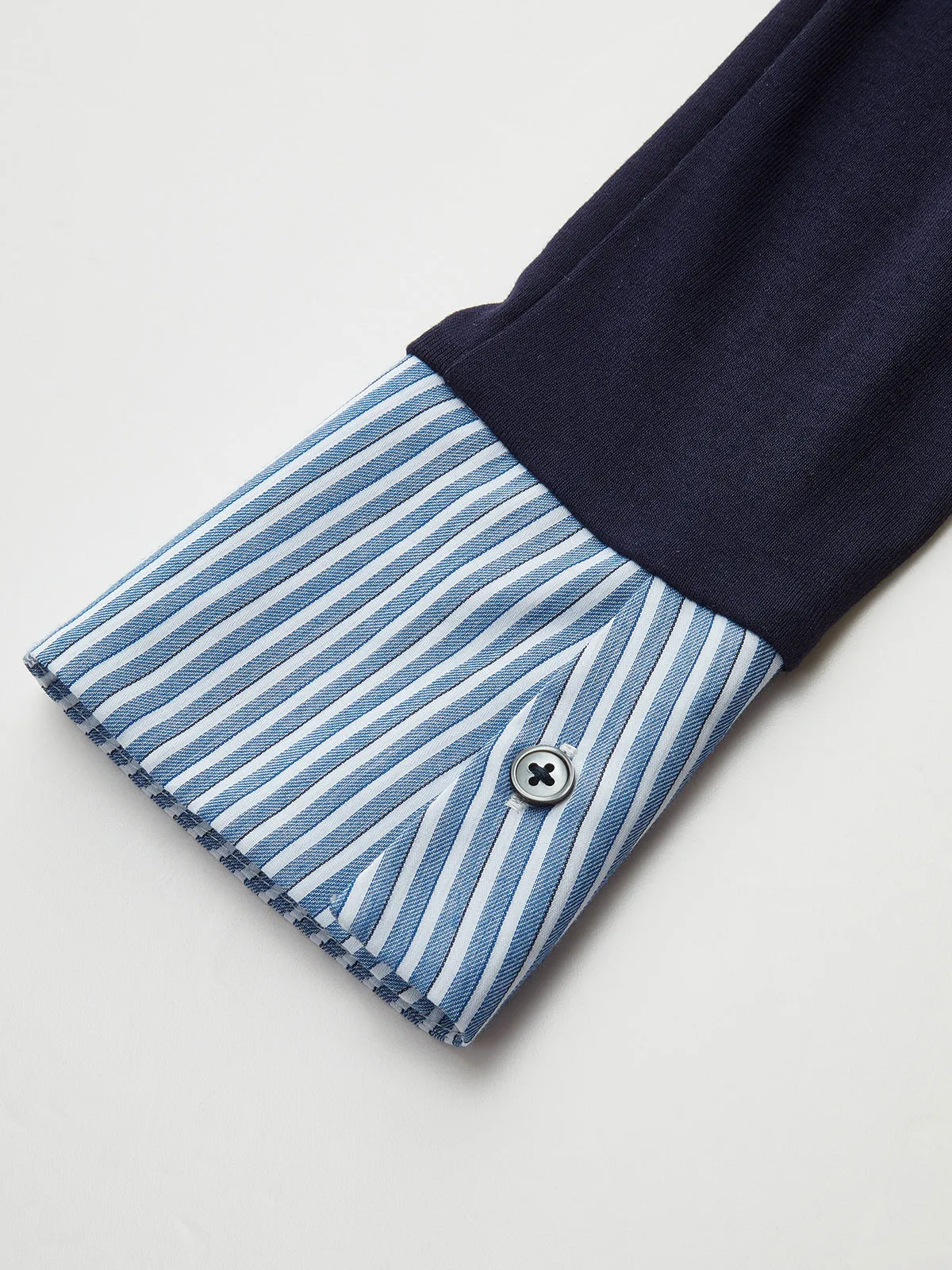 Striped Cuff Henley Neck Long-Sleeve Top sold by COMMENSE product image thumbnail 4