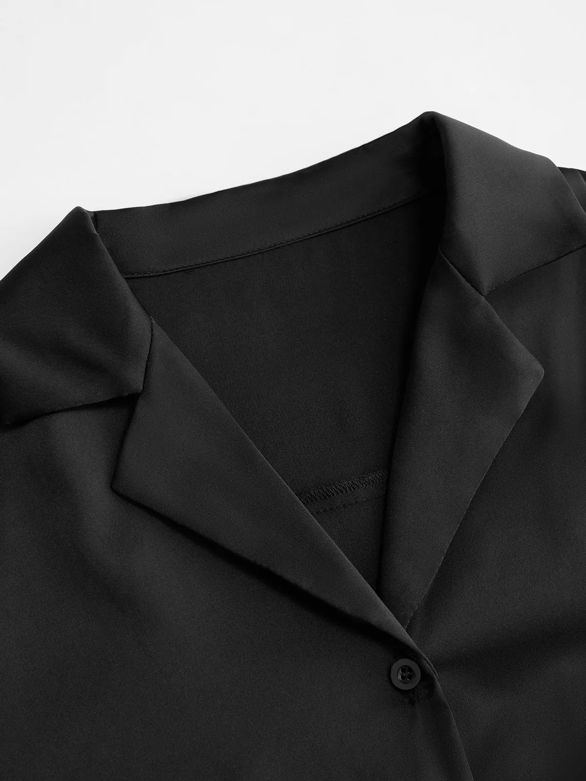 Long Sleeve Lapel Wrap Oversized Satin Shirt sold by COMMENSE product image thumbnail 5