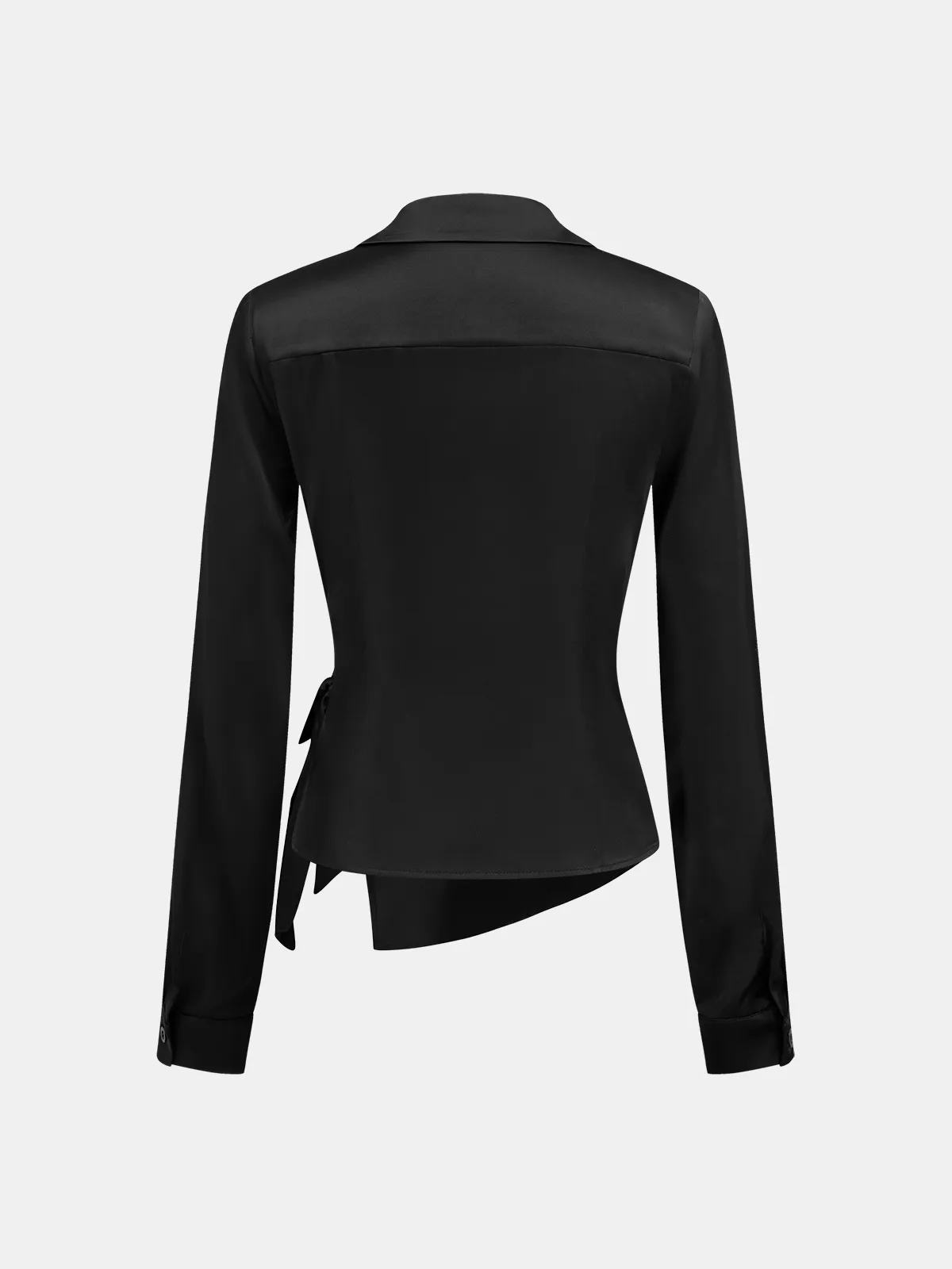 Long Sleeve Lapel Wrap Oversized Satin Shirt sold by COMMENSE product image thumbnail 2