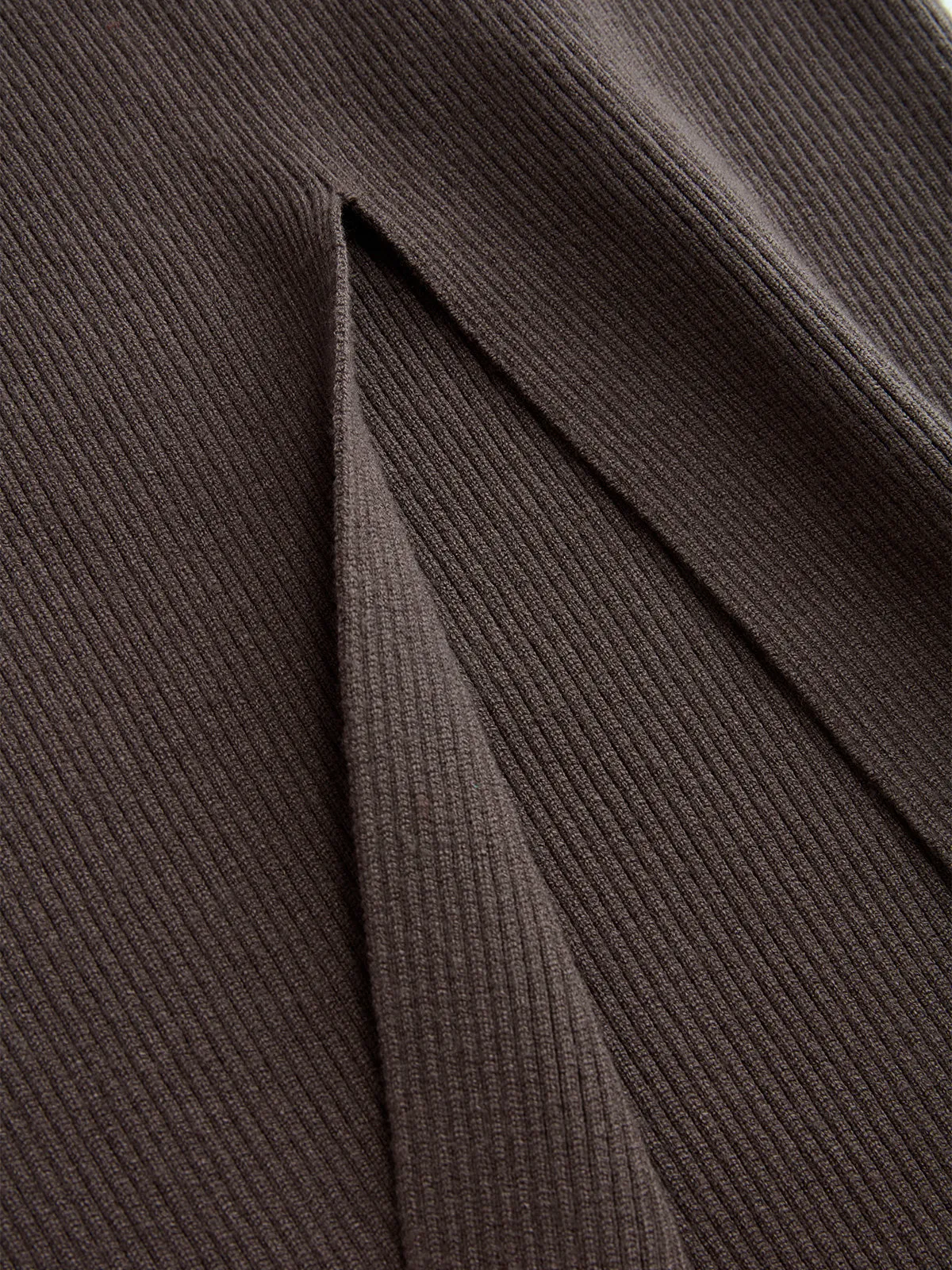 Knit Off-Shoulder Lace Split Midi Dress sold by COMMENSE product image thumbnail 4