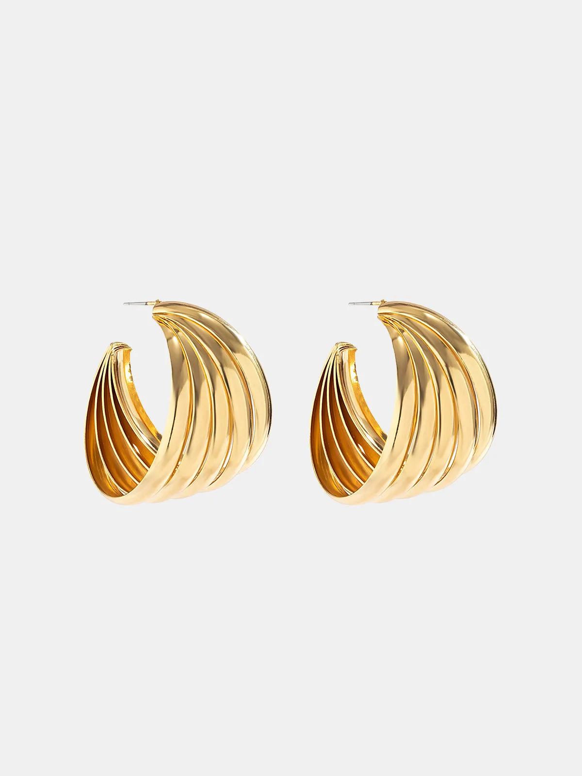 Sculpted Gold-Tone Swirl Hoop Earrings sold by COMMENSE product image thumbnail 3
