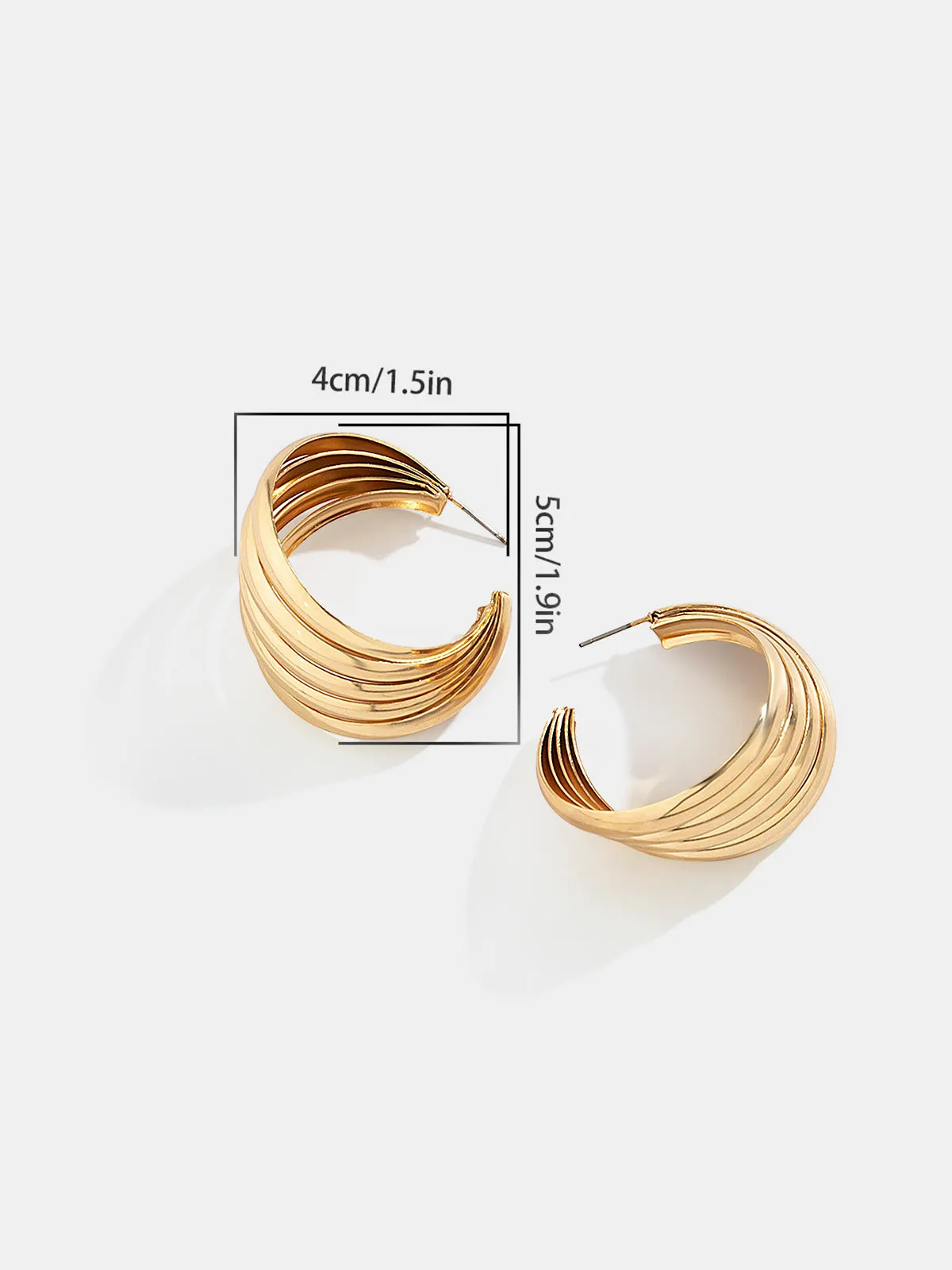 Sculpted Gold-Tone Swirl Hoop Earrings sold by COMMENSE product image thumbnail 5