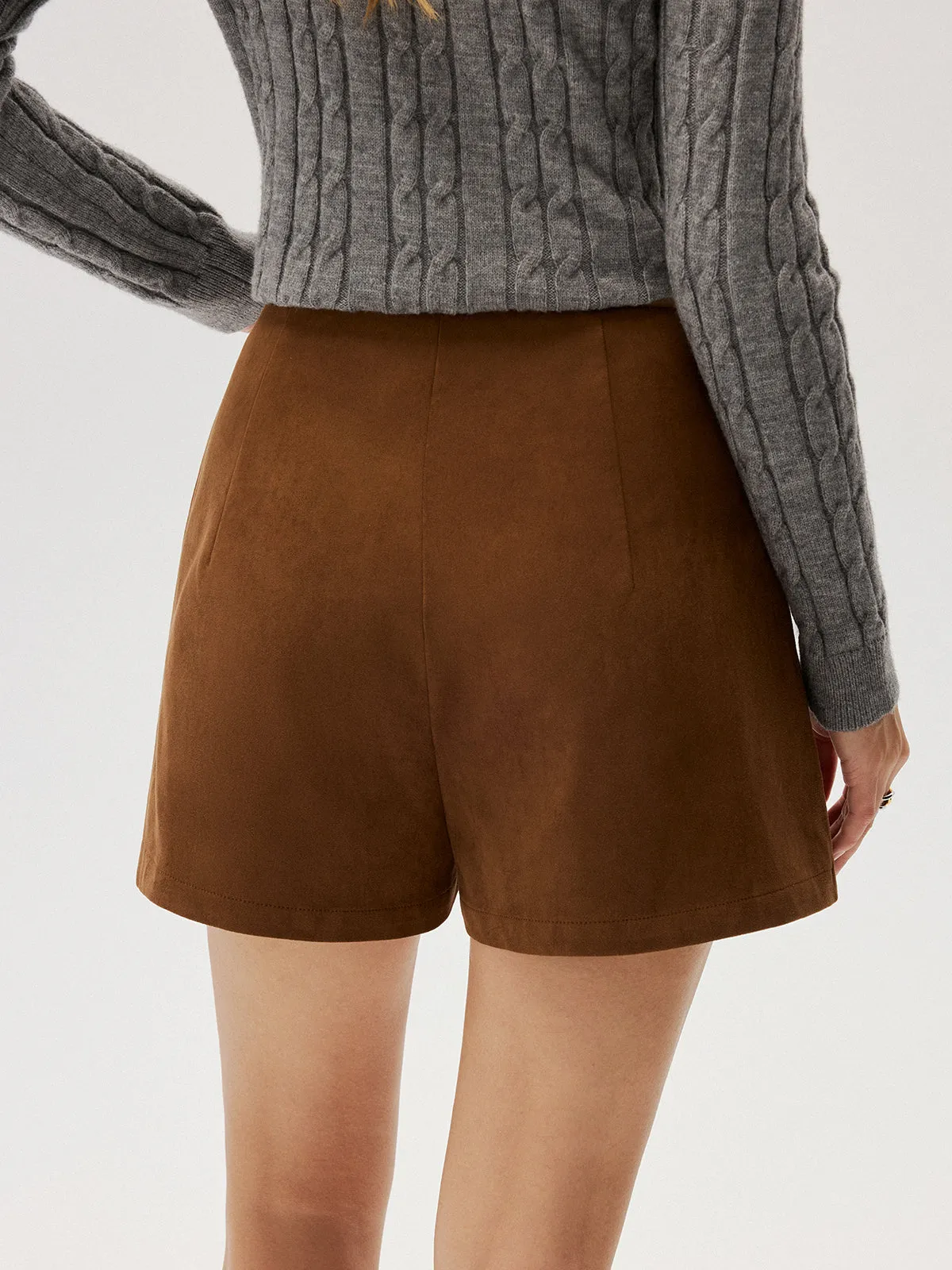 Metal Button Suede Effect Mini Skirt sold by COMMENSE product image thumbnail 2