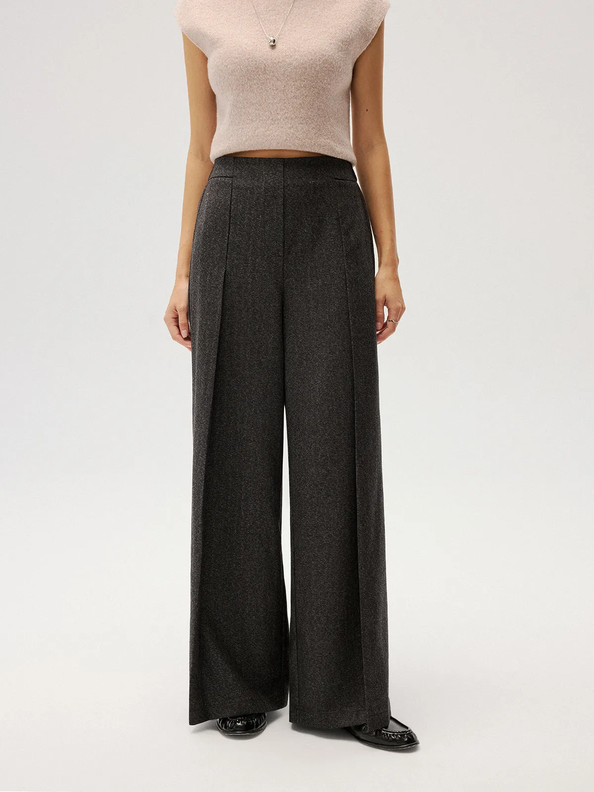 Elastic Waist Pleated Wide Leg Pants sold by COMMENSE product image thumbnail 3