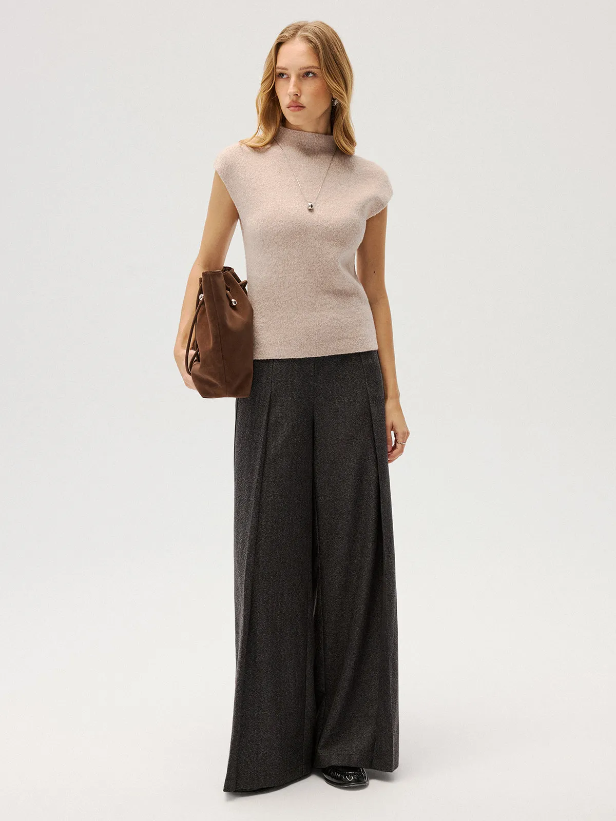 Elastic Waist Pleated Wide Leg Pants sold by COMMENSE product image thumbnail 2
