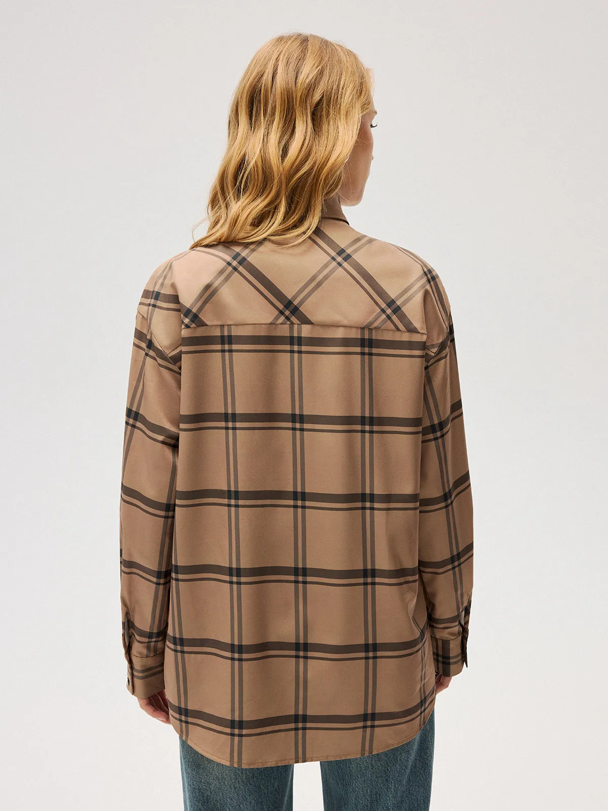 Plaid Tie Neck Shirt sold by COMMENSE product image thumbnail 4