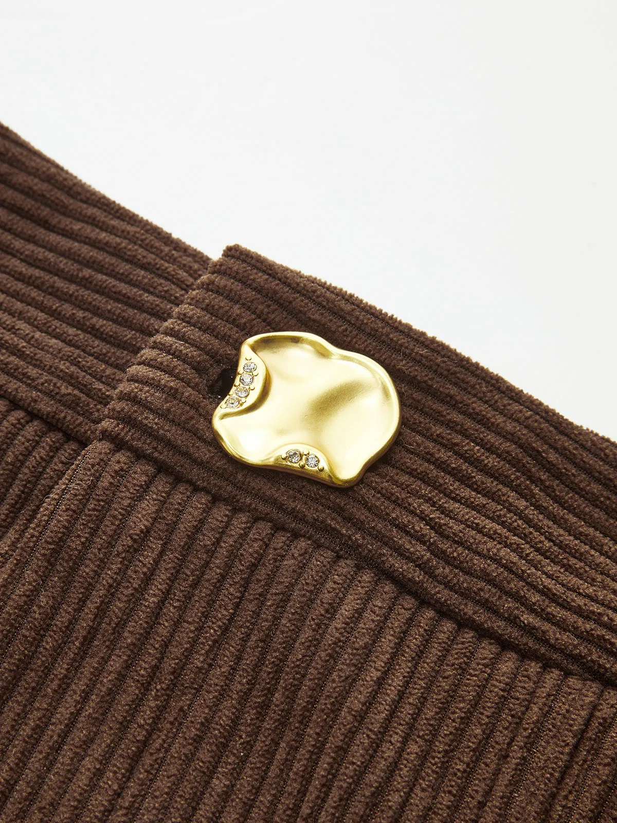 Metal Button Pleated Corduroy Shorts sold by COMMENSE product image thumbnail 4