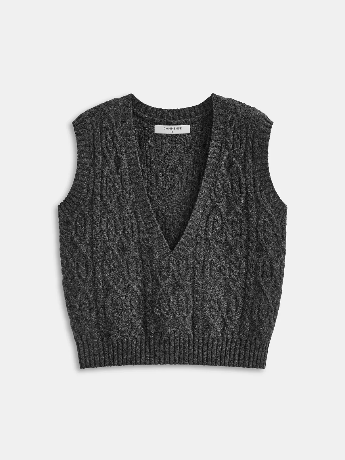 Cable-Knit V-Neck Sweater Vest sold by COMMENSE