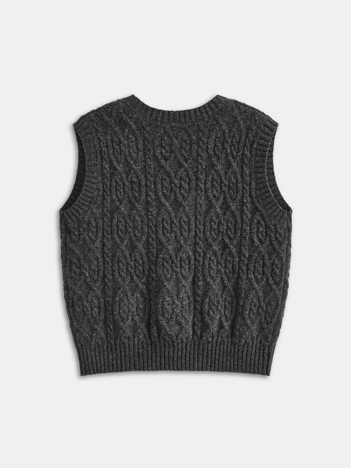 Cable-Knit V-Neck Sweater Vest sold by COMMENSE product image thumbnail 2