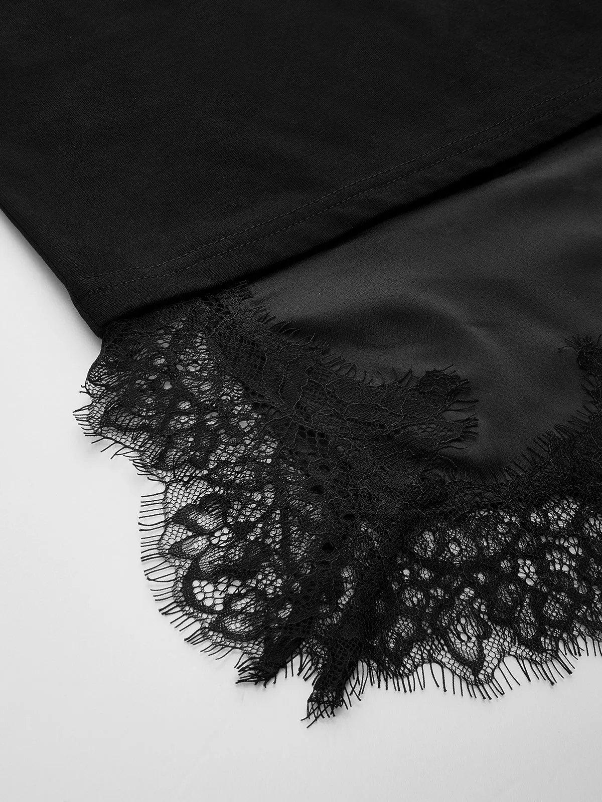 Asymmetric Lace Hem Short Sleeve Top sold by COMMENSE product image thumbnail 4