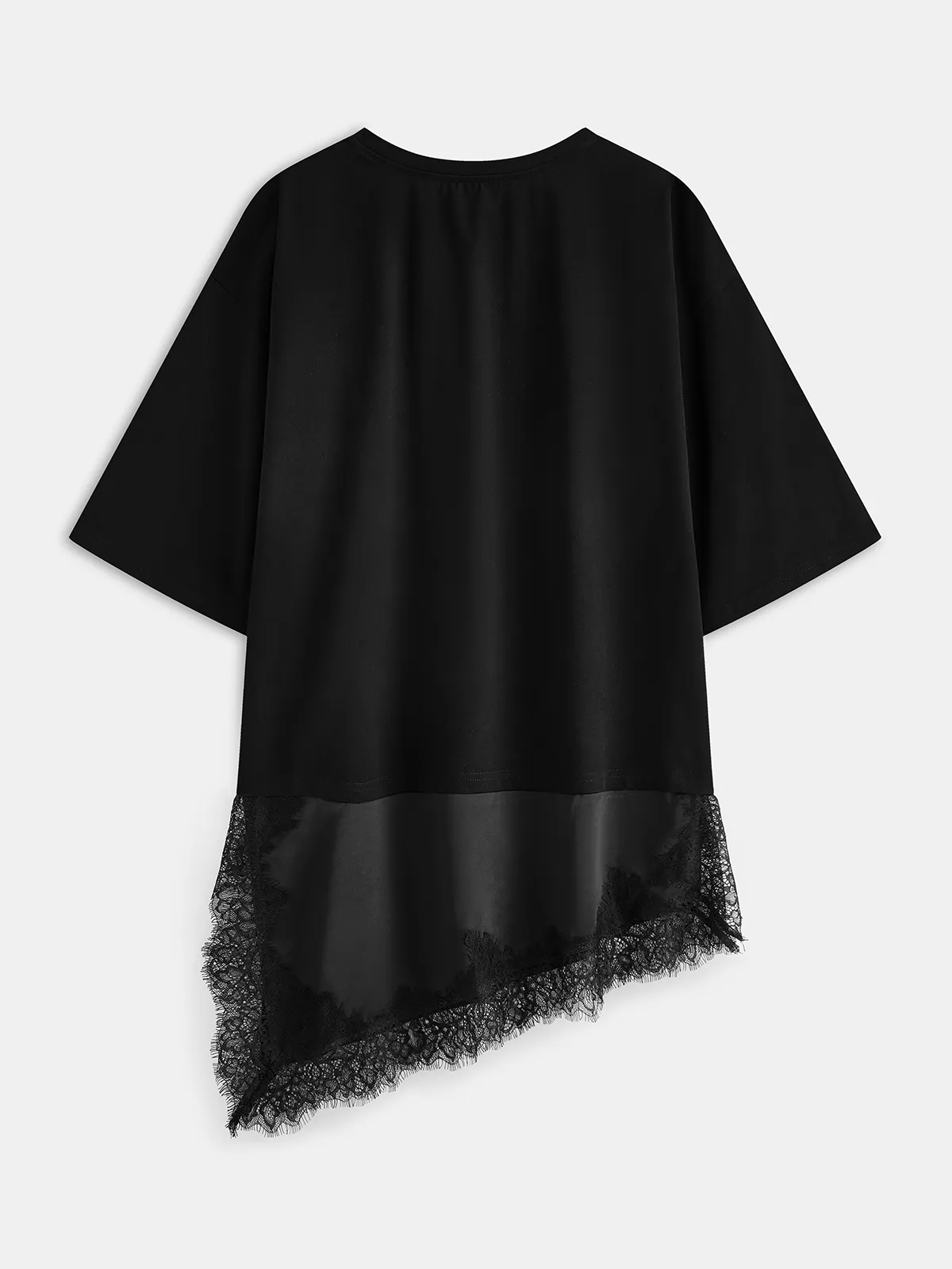 Asymmetric Lace Hem Short Sleeve Top sold by COMMENSE product image thumbnail 2