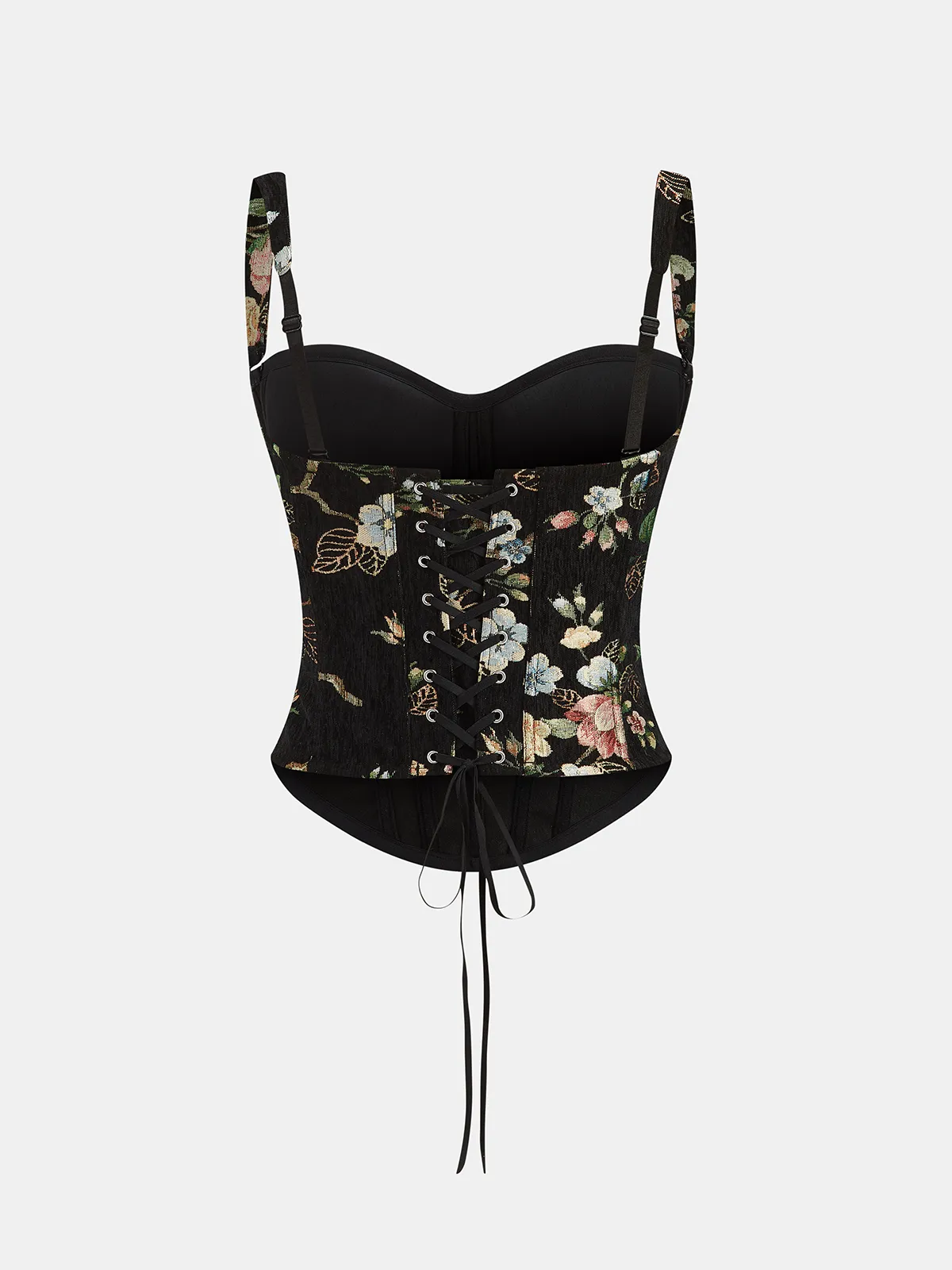 Floral Print Corset Top with Lace-Up Back sold by COMMENSE product image thumbnail 2