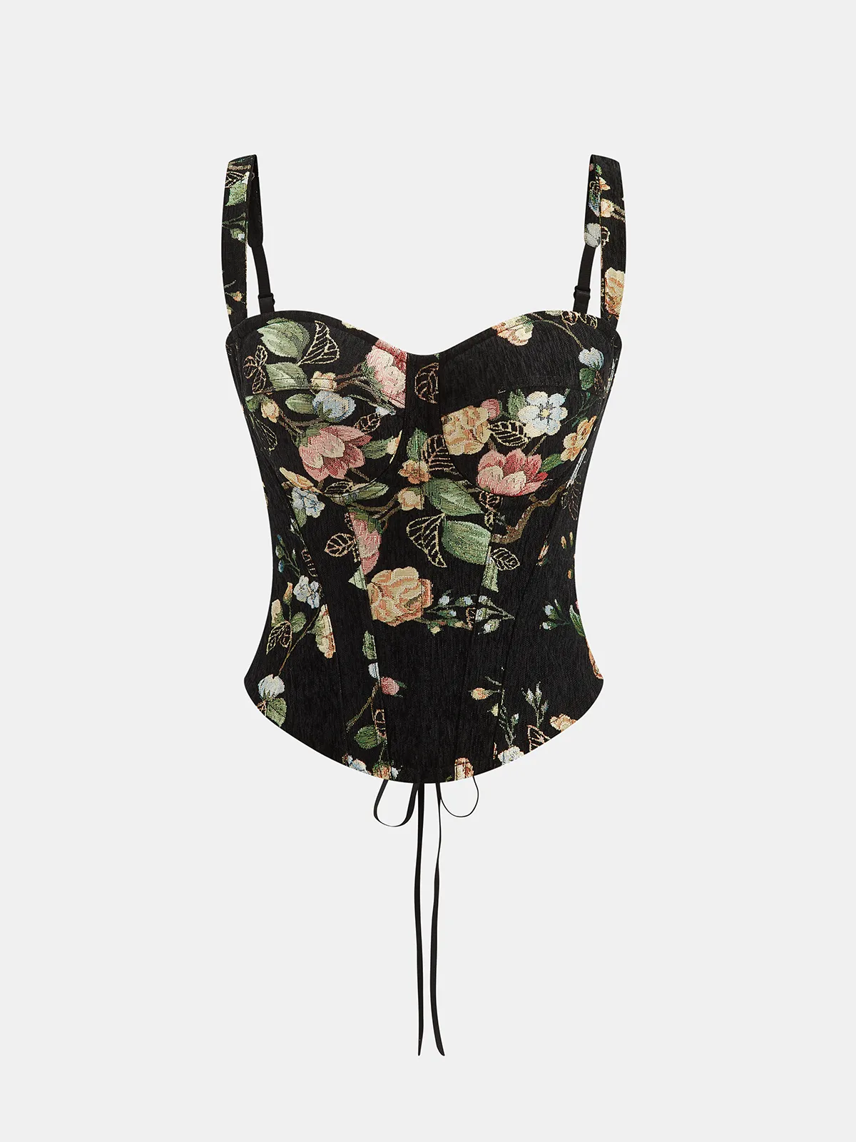 Floral Print Corset Top with Lace-Up Back sold by COMMENSE